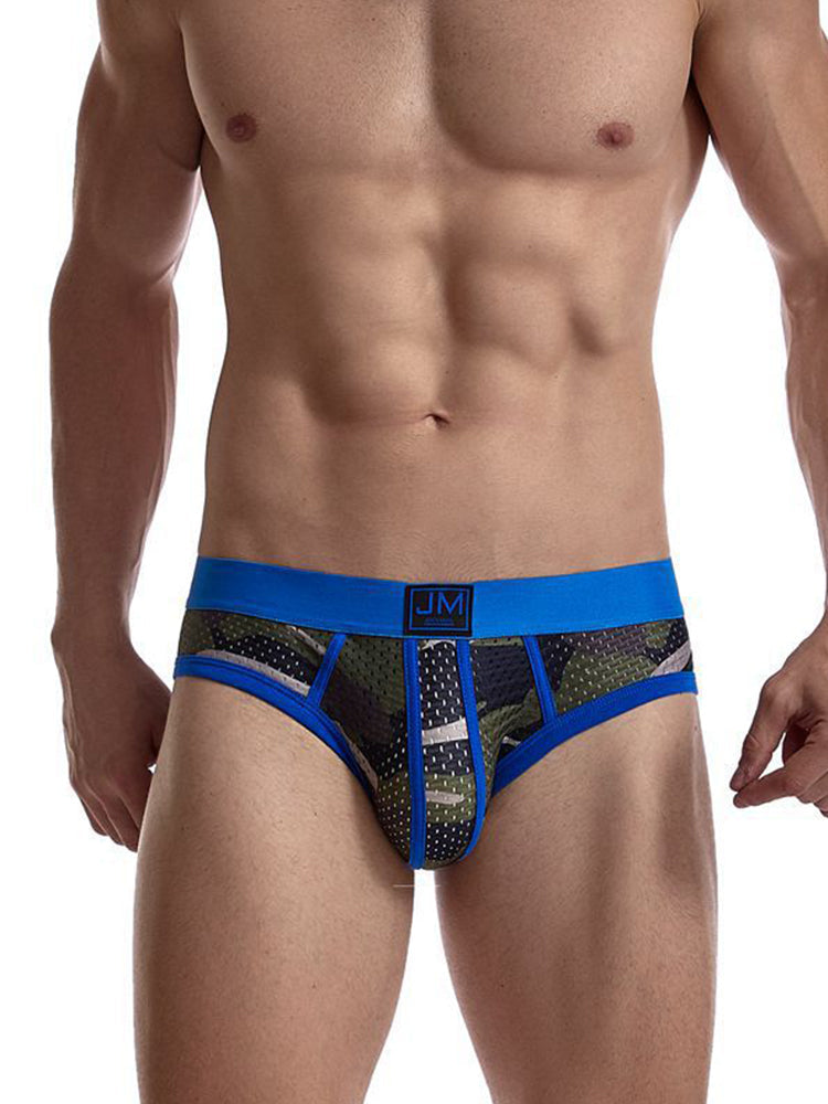 2 Pack Men's Sexy Sheer Camouflage Print Mesh Low-Rise Breathable & Quick-Dry Briefs | dmunderwear detail image 16