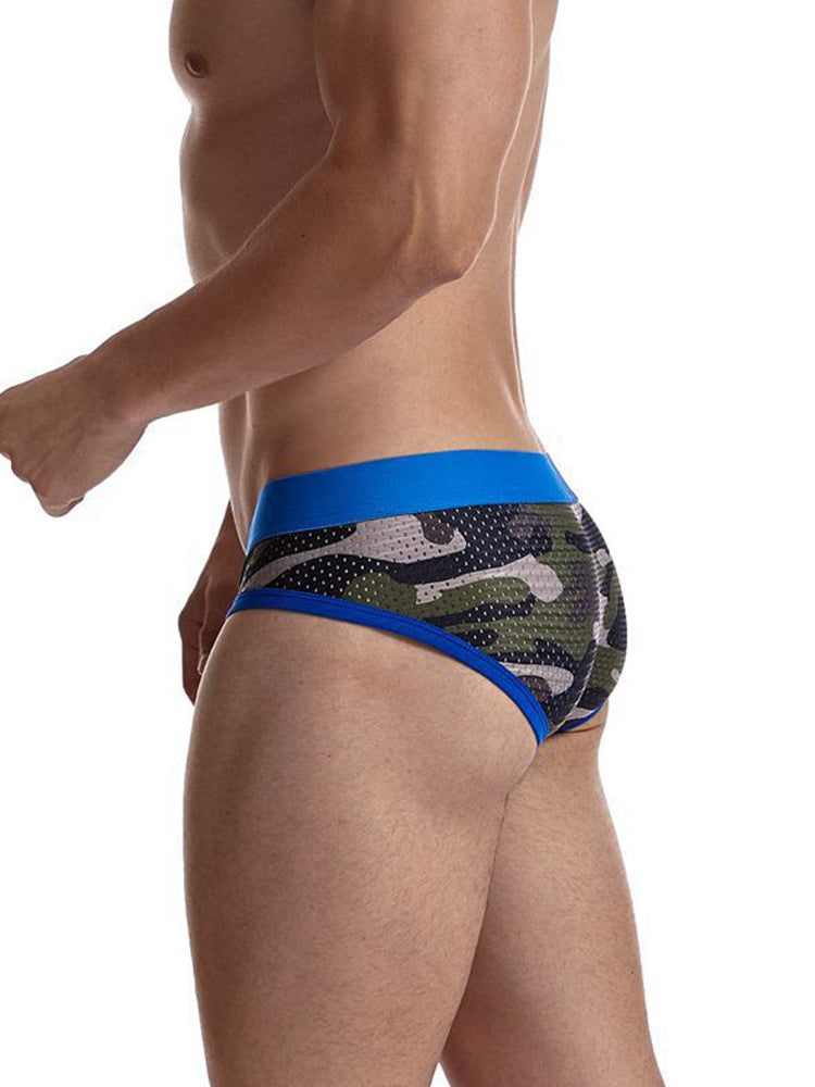 2 Pack Men's Sexy Sheer Camouflage Print Mesh Low-Rise Breathable & Quick-Dry Briefs | dmunderwear detail image 18