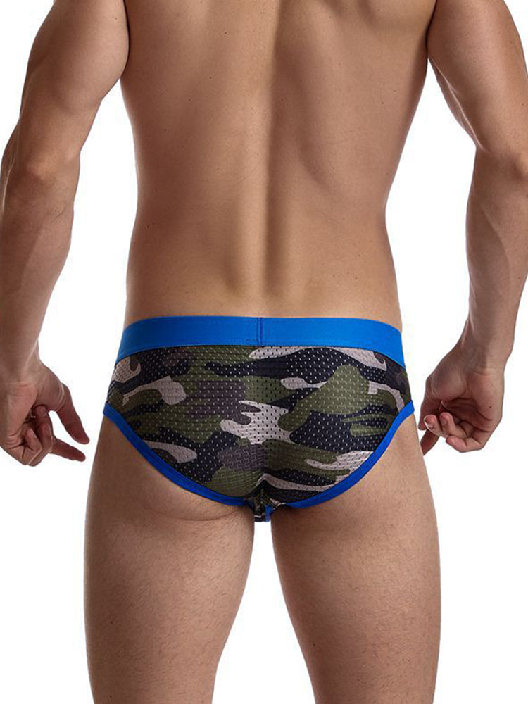 2 Pack Men's Sexy Sheer Camouflage Print Mesh Low-Rise Breathable & Quick-Dry Briefs | dmunderwear detail image 19
