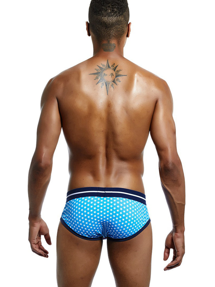 2 Pack Men's Sexy Star Print Low-Rise Breathable Comfort Trendy Briefs & Jockstrap | dmunderwear detail image 10