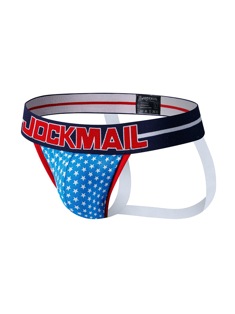 2 Pack Men's Sexy Star Print Low-Rise Breathable Comfort Trendy Briefs & Jockstrap | dmunderwear detail image 11