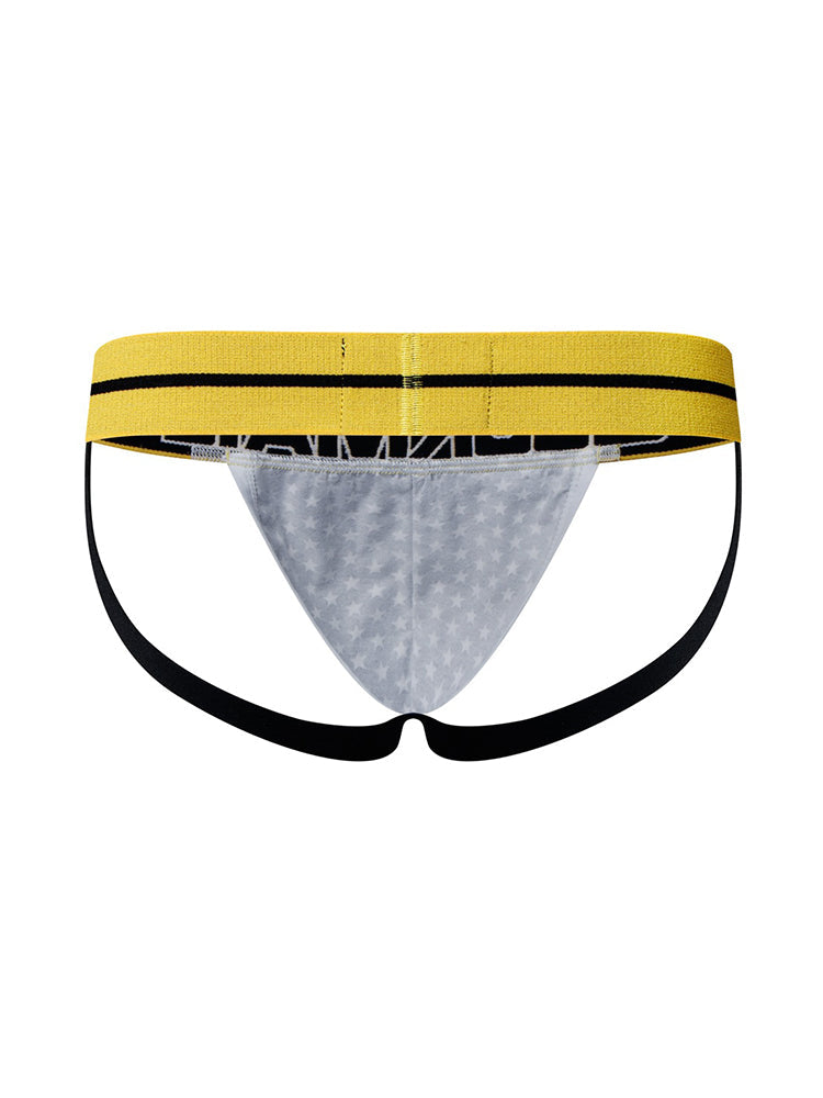 2 Pack Men's Sexy Star Print Low-Rise Breathable Comfort Trendy Briefs & Jockstrap | dmunderwear detail image 14