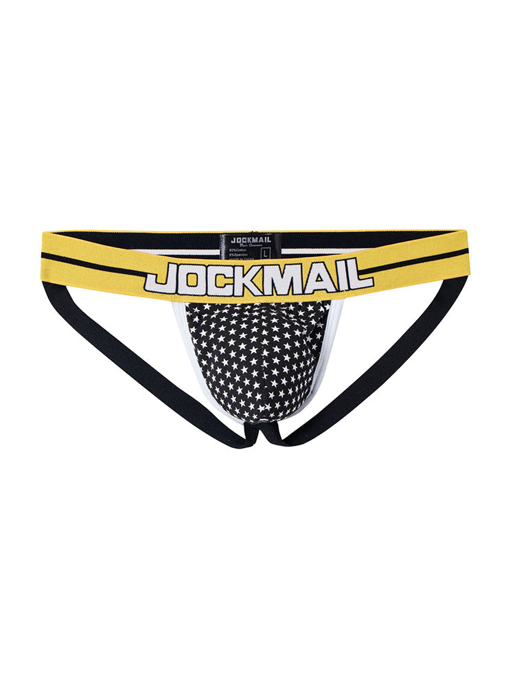 2 Pack Men's Sexy Star Print Low-Rise Breathable Comfort Trendy Briefs & Jockstrap | dmunderwear detail image 15