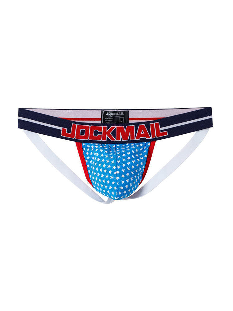 2 Pack Men's Sexy Star Print Low-Rise Breathable Comfort Trendy Briefs & Jockstrap | dmunderwear detail image 18