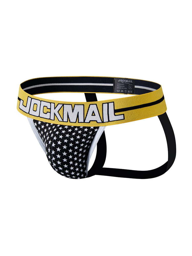 2 Pack Men's Sexy Star Print Low-Rise Breathable Comfort Trendy Briefs & Jockstrap | dmunderwear detail image 20