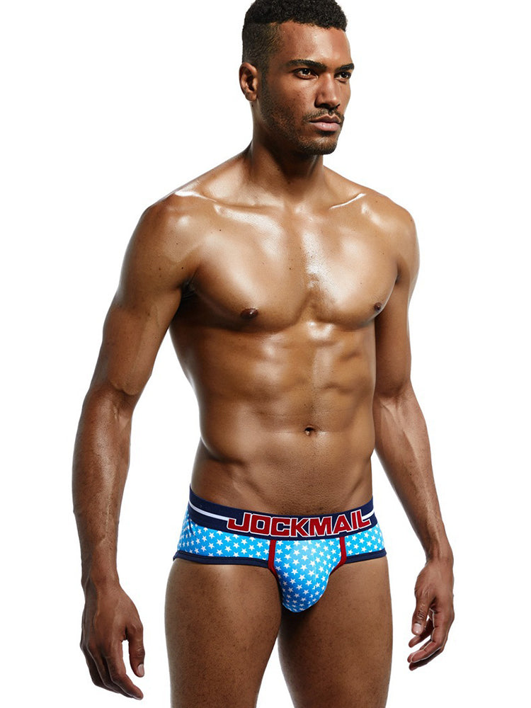 2 Pack Men's Sexy Star Print Low-Rise Breathable Comfort Trendy Briefs & Jockstrap | dmunderwear detail image 8