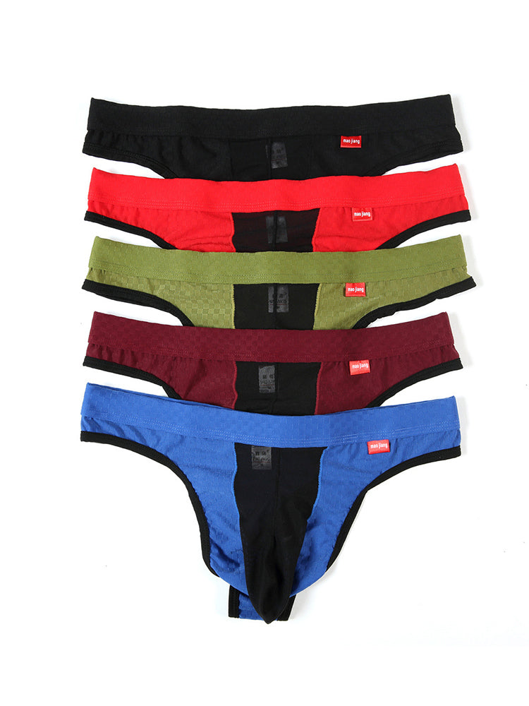 2 Pack Men's Sexy Thongs with Transparent Elephant Trunk | dmunderwear detail image 3