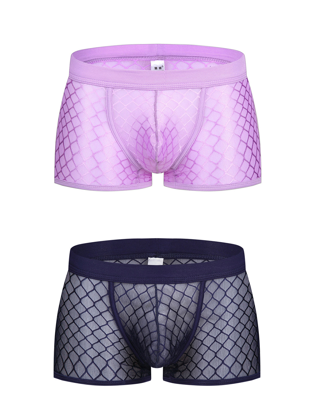 2 Pack Men's Sexy Transparent Mesh Trunks | dmunderwear detail image 12