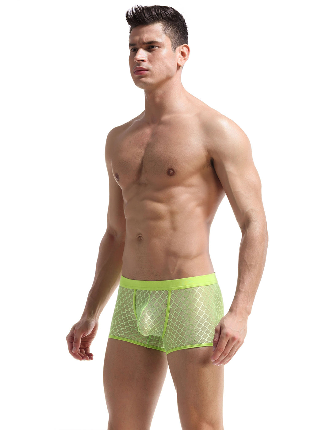 2 Pack Men's Sexy Transparent Mesh Trunks | dmunderwear detail image 6