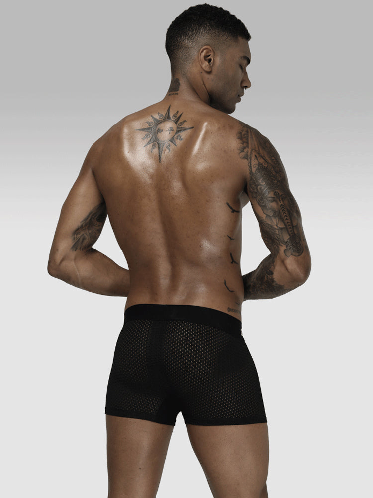 2 Pack Men's Sexy Transparent Seamless Mesh Solid Color Breathable Trunks & Bikini | dmunderwear detail image 3