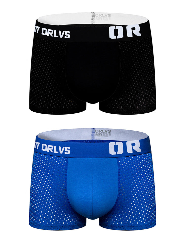 2 Pack Men's Sexy Transparent Seamless Mesh Solid Color Breathable Trunks & Bikini | dmunderwear detail image 7