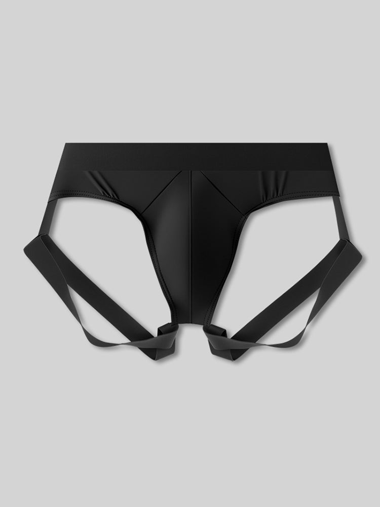 2 Pack Men's Sexy Thong with Elastic Leg Straps and Contoured Pouch | dmunderwear detail image 13