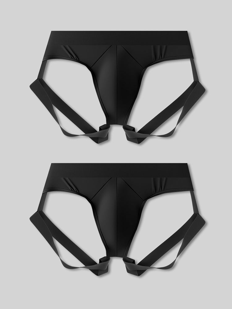 2 Pack Men's Sexy Thong with Elastic Leg Straps and Contoured Pouch | dmunderwear detail image 14