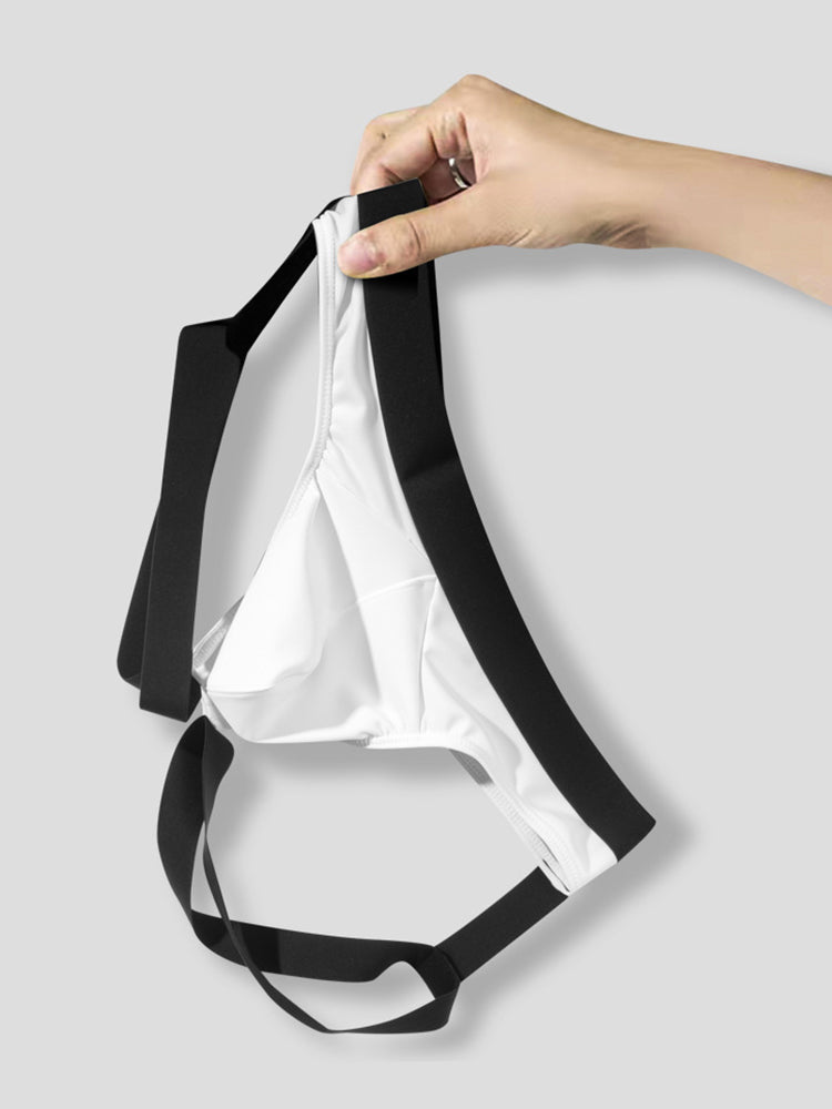2 Pack Men's Sexy Thong with Elastic Leg Straps and Contoured Pouch | dmunderwear detail image 7
