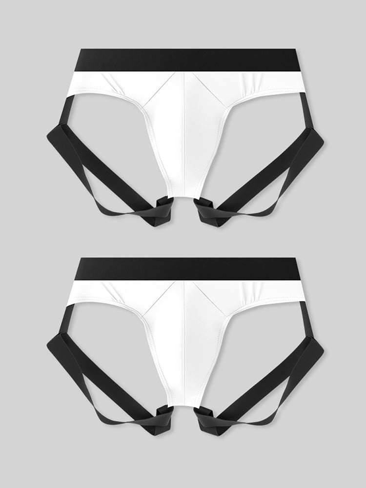 2 Pack Men's Sexy Thong with Elastic Leg Straps and Contoured Pouch | dmunderwear detail image 8