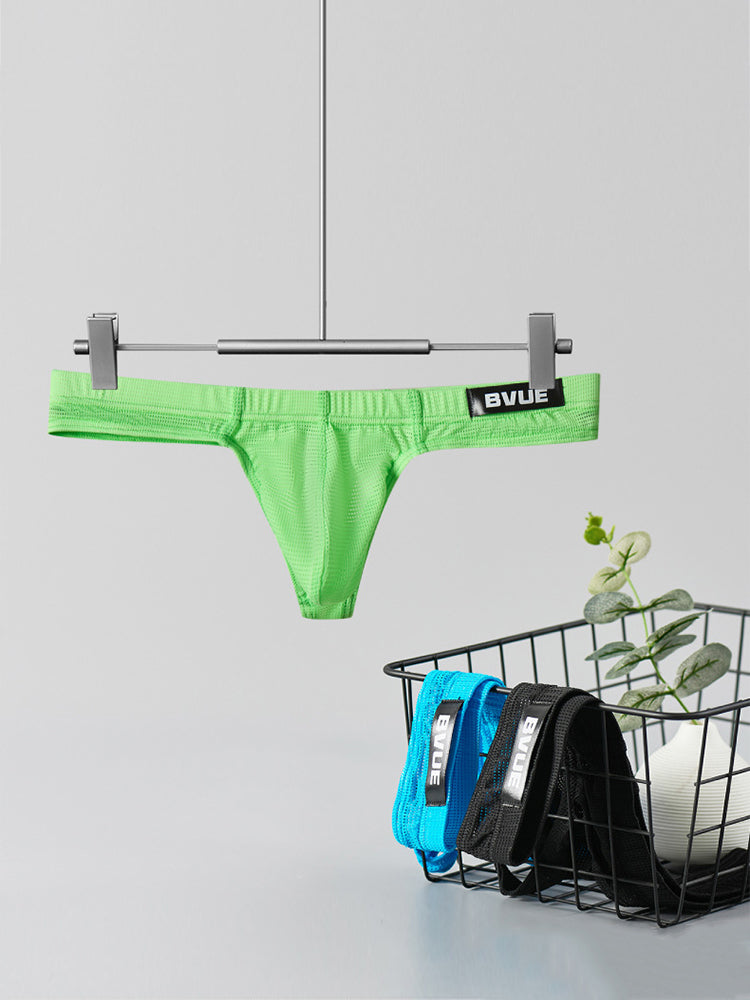 2 Pack Men's Sexy U-Pouch Sheer Icy Silk Seamless Comfort Firm Support Thongs | dmunderwear detail image 10