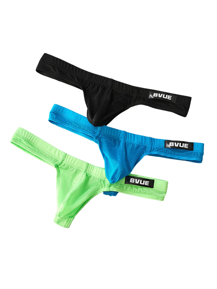 2 Pack Men's Sexy U-Pouch Sheer Icy Silk Seamless Comfort Firm Support Thongs | dmunderwear detail image 12