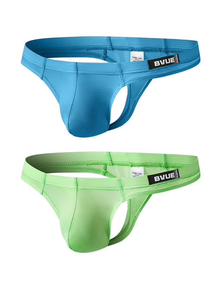 2 Pack Men's Sexy U-Pouch Sheer Icy Silk Seamless Comfort Firm Support Thongs | dmunderwear detail image 14