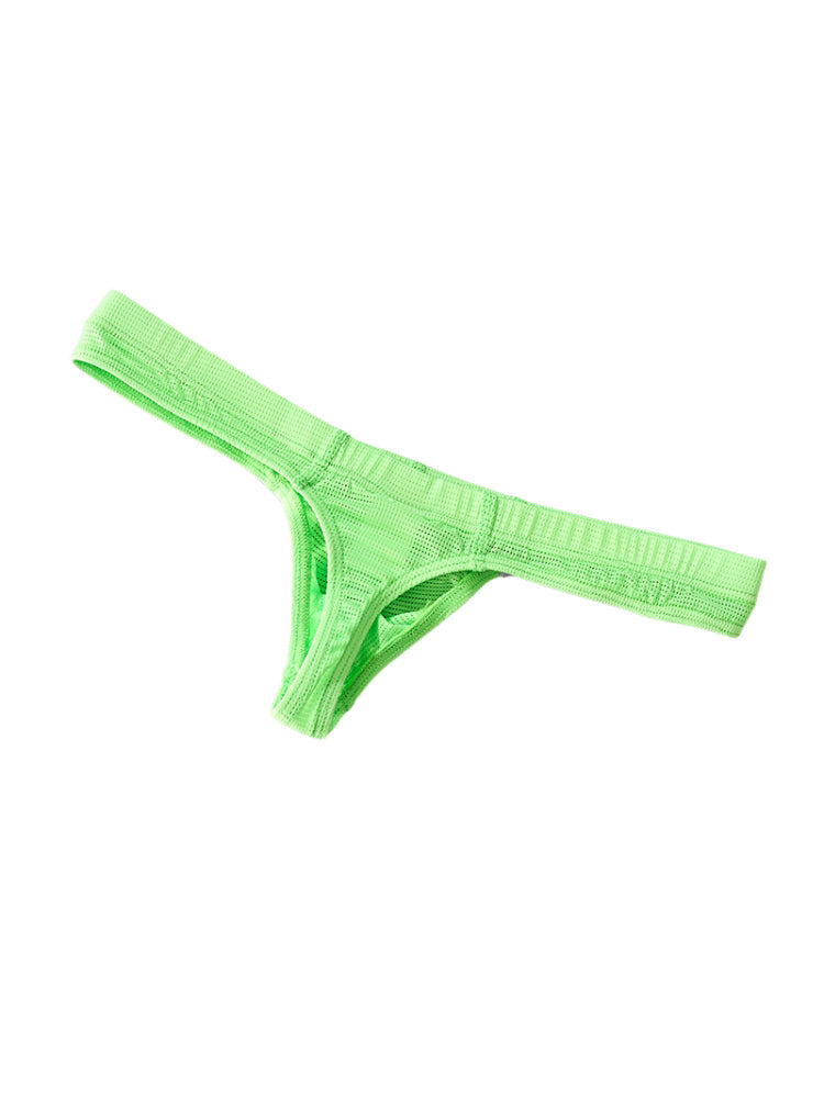 2 Pack Men's Sexy U-Pouch Sheer Icy Silk Seamless Comfort Firm Support Thongs | dmunderwear detail image 15