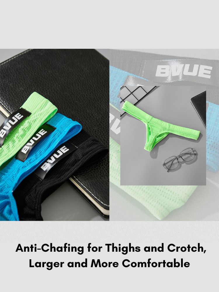 2 Pack Men's Sexy U-Pouch Sheer Icy Silk Seamless Comfort Firm Support Thongs | dmunderwear detail image 5