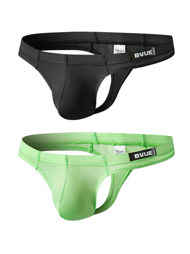 2 Pack Men's Sexy U-Pouch Sheer Icy Silk Seamless Comfort Firm Support Thongs | dmunderwear detail image 8