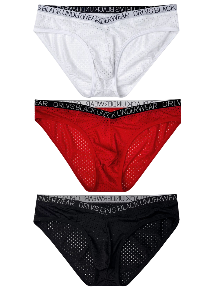 2 Pack Men's Sexy V-shape Waistband Mesh Bikinis | dmunderwear detail image 12