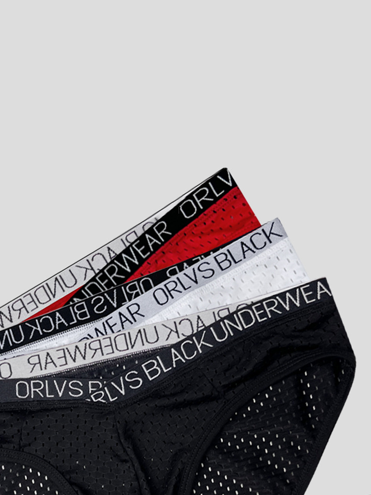 2 Pack Men's Sexy V-shape Waistband Mesh Bikinis | dmunderwear detail image 13