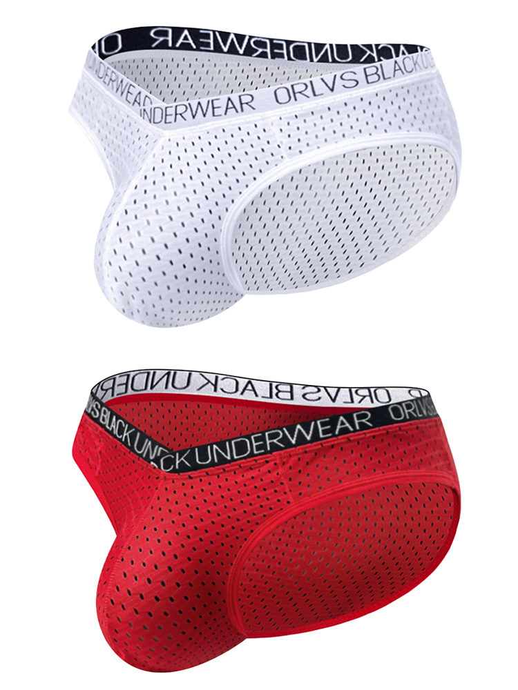 2 Pack Men's Sexy V-shape Waistband Mesh Bikinis | dmunderwear detail image 14