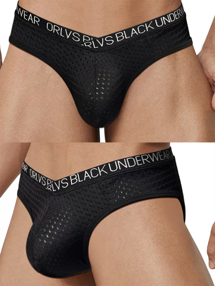2 Pack Men's Sexy V-shape Waistband Mesh Bikinis | dmunderwear detail image 5