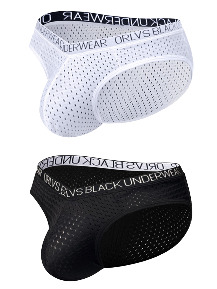 2 Pack Men's Sexy V-shape Waistband Mesh Bikinis | dmunderwear detail image 8