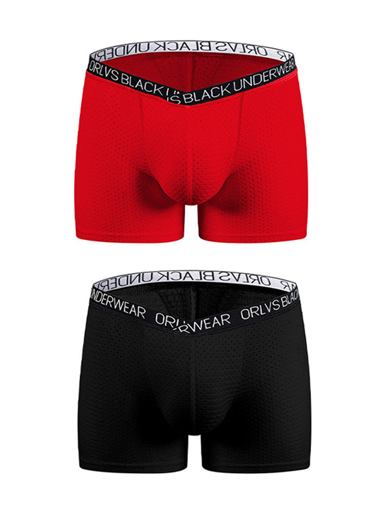 2 Pack Men's Sexy V-shape Waistband Mesh Trunks | dmunderwear detail image 13