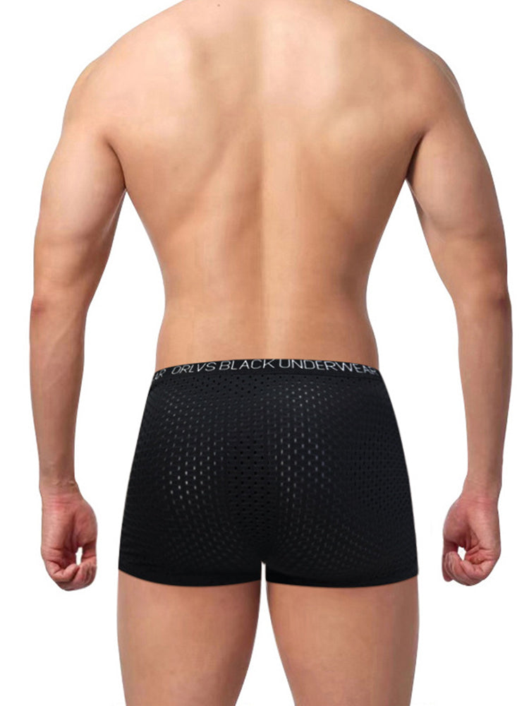 2 Pack Men's Sexy V-shape Waistband Mesh Trunks | dmunderwear detail image 4
