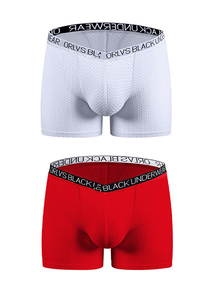 2 Pack Men's Sexy V-shape Waistband Mesh Trunks | dmunderwear detail image 8