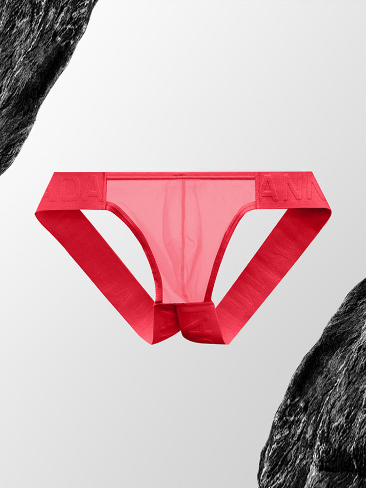 2 Pack Men's Sheer Elegance Comfy Waistband Stretch Fit Jockstrap | dmunderwear