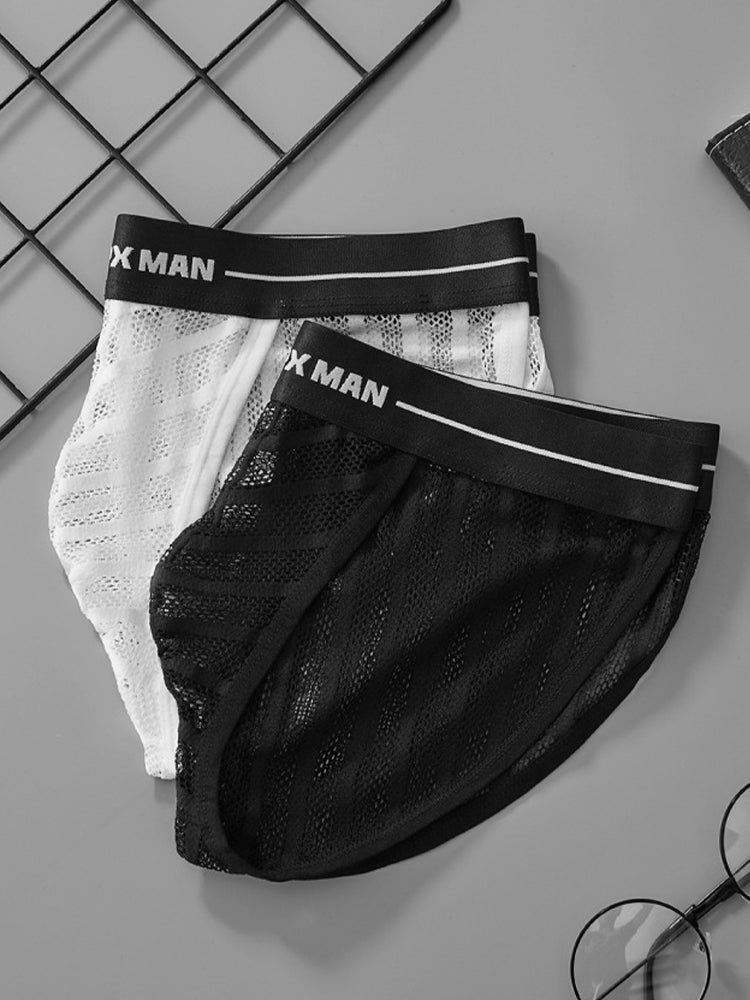 2 Pack Men's Sheer Mesh Low-Rise Breathable Briefs | dmunderwear detail image 12