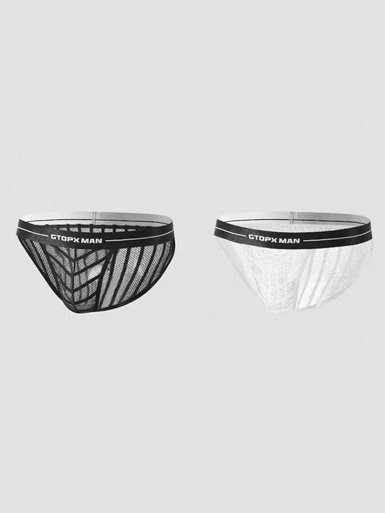 2 Pack Men's Sheer Mesh Low-Rise Breathable Briefs | dmunderwear detail image 13