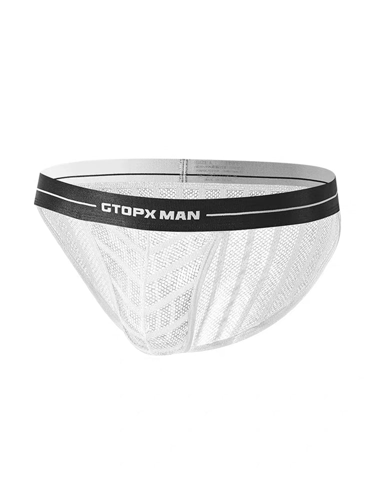 2 Pack Men's Sheer Mesh Low-Rise Breathable Briefs | dmunderwear detail image 15