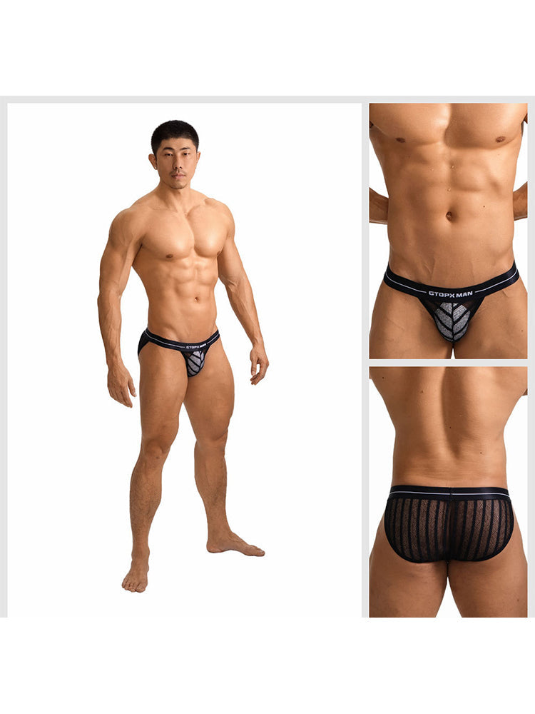 2 Pack Men's Sheer Mesh Low-Rise Breathable Briefs | dmunderwear detail image 7