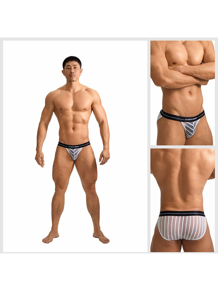 2 Pack Men's Sheer Mesh Low-Rise Breathable Briefs | dmunderwear detail image 9