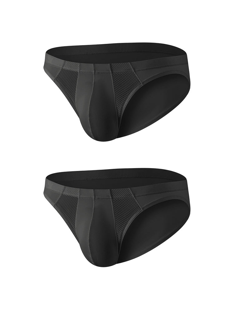 2 Pack Men's Sheer Mesh Low-Rise Sexy Ice Silk Briefs | dmunderwear detail image 13