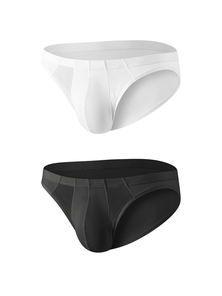 2 Pack Men's Sheer Mesh Low-Rise Sexy Ice Silk Briefs | dmunderwear detail image 2
