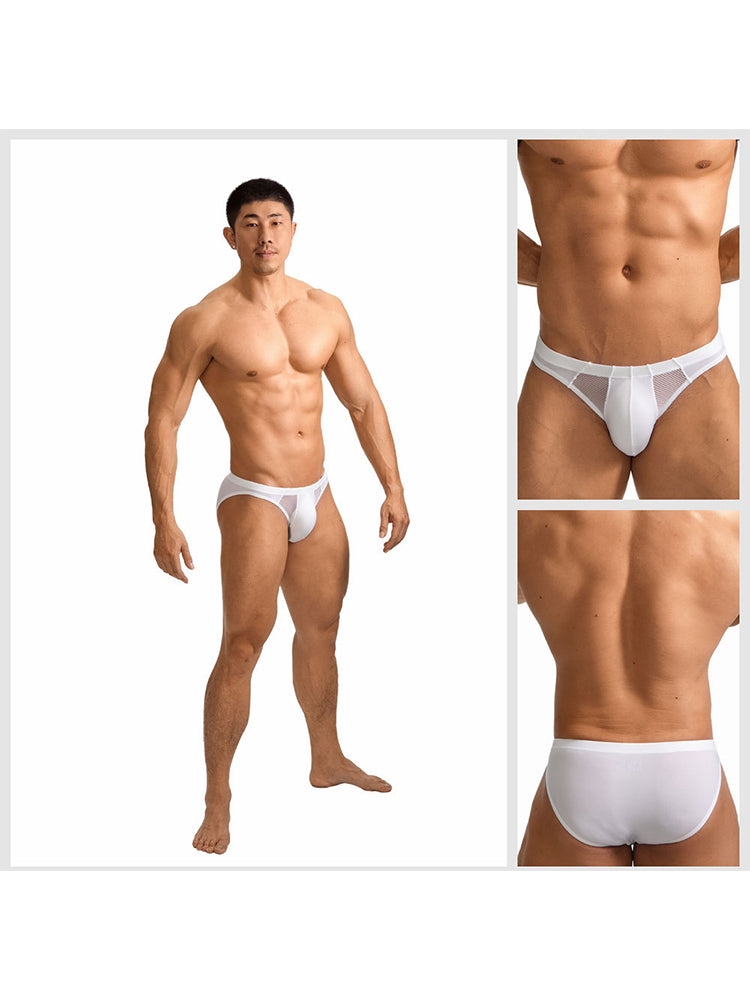 2 Pack Men's Sheer Mesh Low-Rise Sexy Ice Silk Briefs | dmunderwear detail image 3