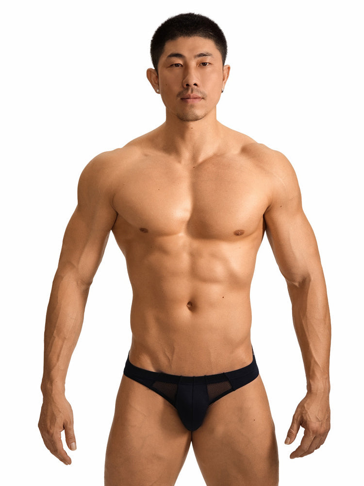 2 Pack Men's Sheer Mesh Low-Rise Sexy Ice Silk Briefs | dmunderwear detail image 5