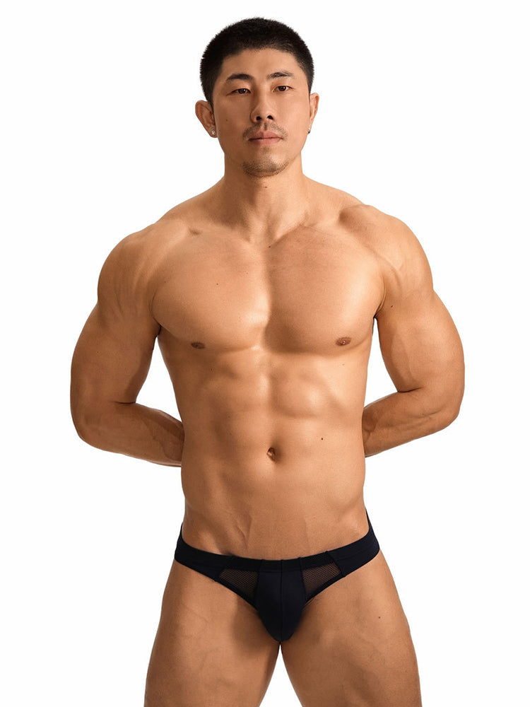 2 Pack Men's Sheer Mesh Low-Rise Sexy Ice Silk Briefs | dmunderwear detail image 7
