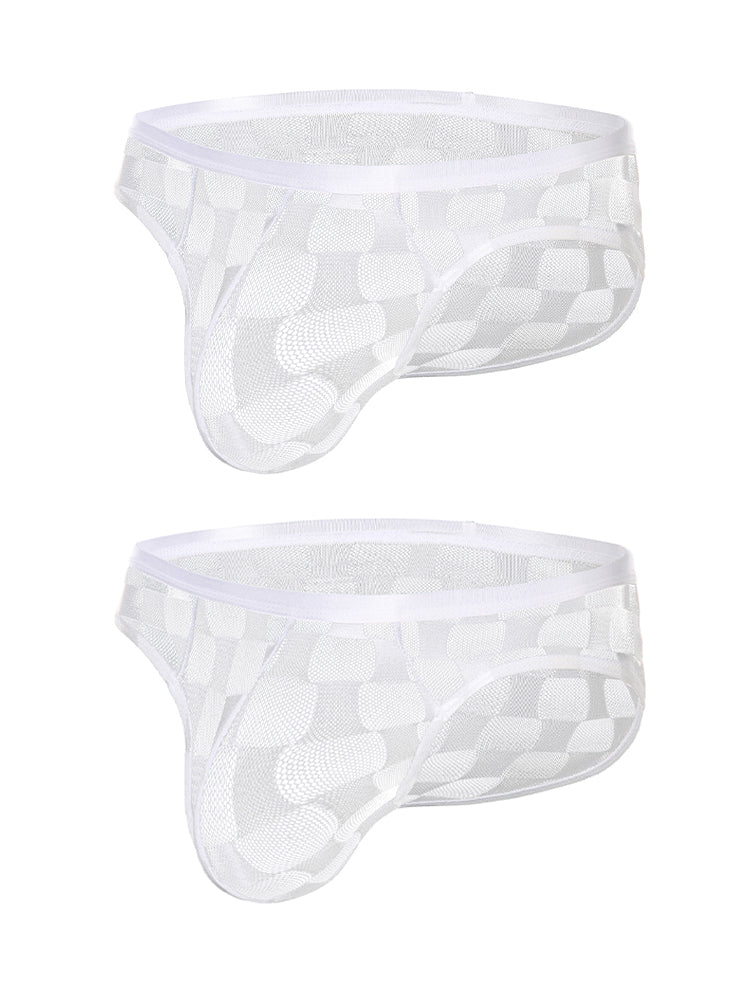 2 Pack Men's Sheer Mesh U-Pouch Ultra-Thin Low-Rise & Sexy Breathable Comfort Bikini | dmunderwear detail image 14