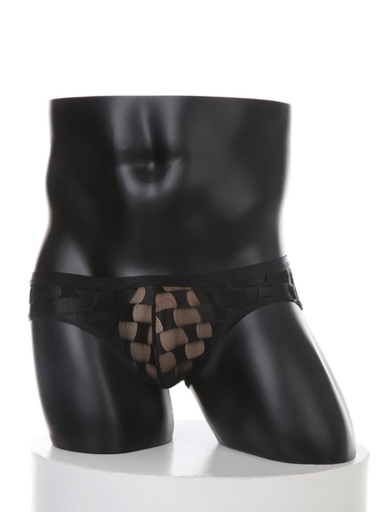 2 Pack Men's Sheer Mesh U-Pouch Ultra-Thin Low-Rise & Sexy Breathable Comfort Bikini | dmunderwear detail image 4