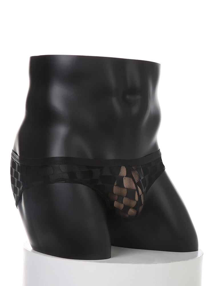 2 Pack Men's Sheer Mesh U-Pouch Ultra-Thin Low-Rise & Sexy Breathable Comfort Bikini | dmunderwear detail image 7