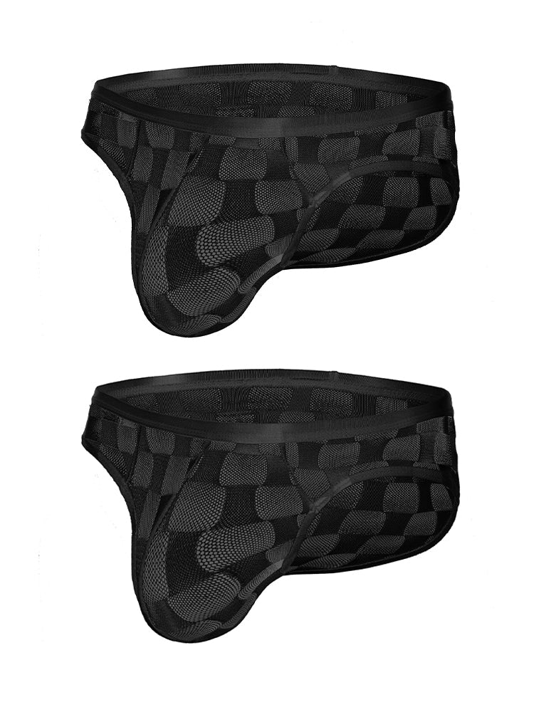 2 Pack Men's Sheer Mesh U-Pouch Ultra-Thin Low-Rise & Sexy Breathable Comfort Bikini | dmunderwear detail image 8