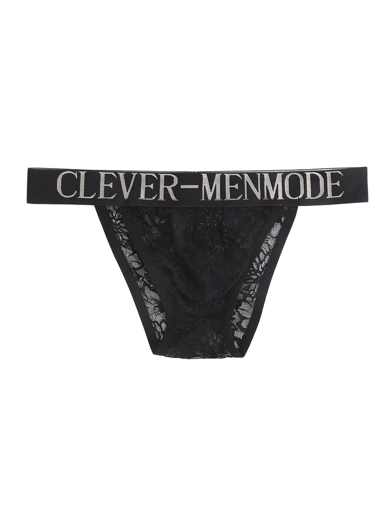 Men's Silky Touch Black Sexy Lace Lightweight & Airy Skin-Friendly Bikini | dmunderwear detail image 10