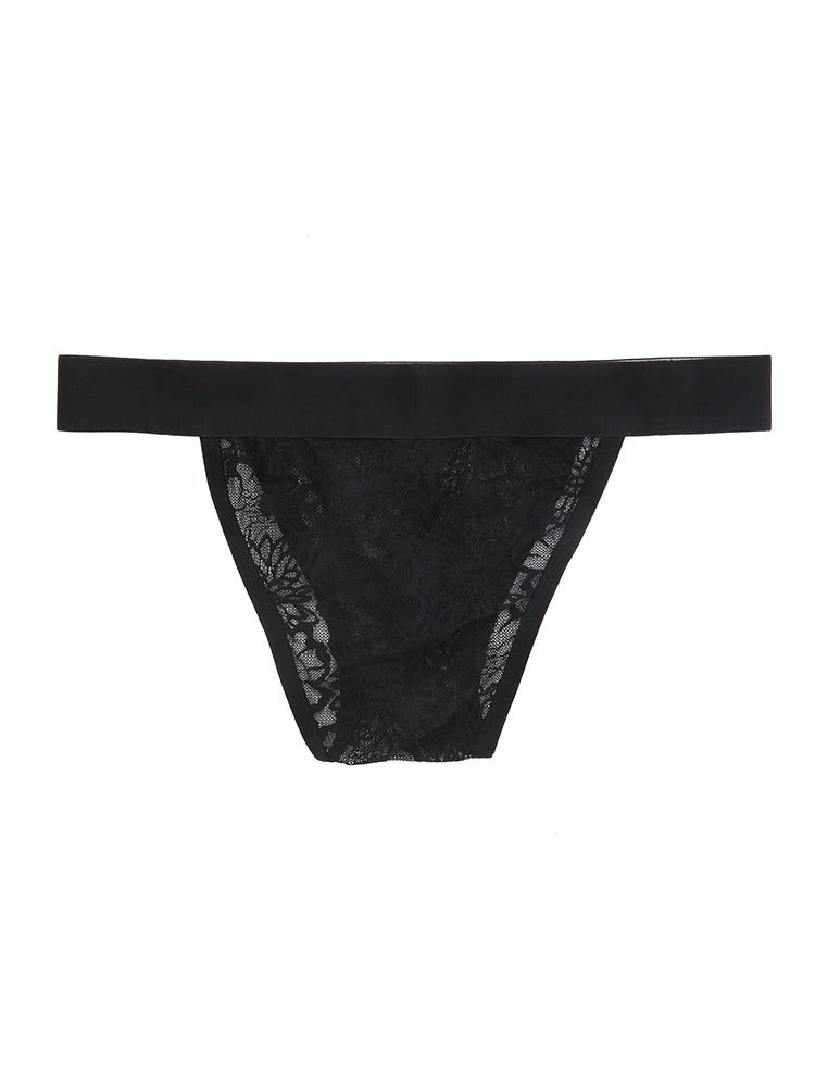 Men's Silky Touch Black Sexy Lace Lightweight & Airy Skin-Friendly Bikini | dmunderwear detail image 11